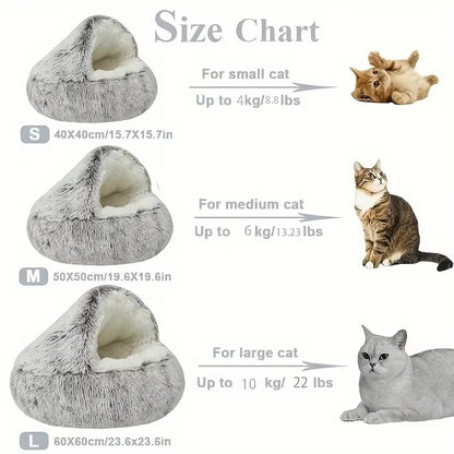 Winter Plush 2-in-1 Cat Bed & Cushion – Warm Pet House and Sleep Bag for Cats & Small Dogs