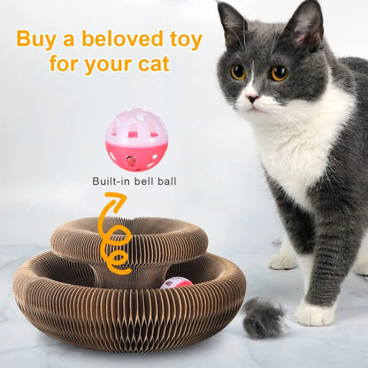 Magic Cat Scratch Board with Ball & Climbing Frame – Ridged Scratching Toy for Cats