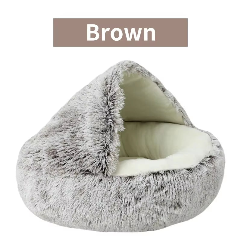 Winter Plush 2-in-1 Cat Bed & Cushion – Warm Pet House and Sleep Bag for Cats & Small Dogs