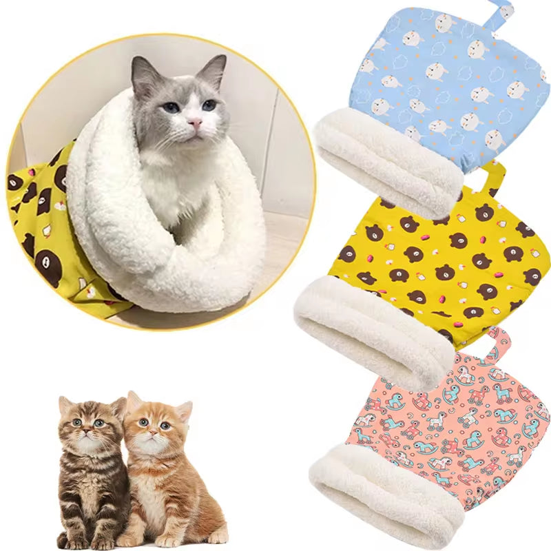 Soft & Cozy Cat Sleeping Bag - A Fluffy, Pocket-Style Quilt Bed Designed for Kittens and Puppies