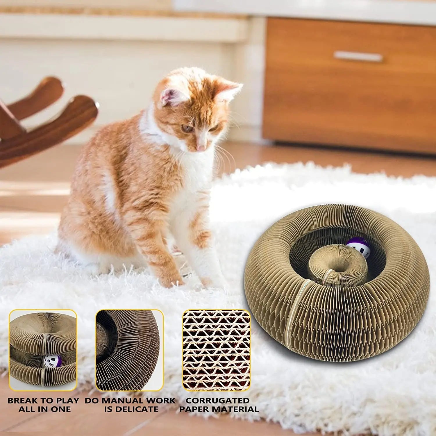 Magic Cat Scratch Board with Ball & Climbing Frame – Ridged Scratching Toy for Cats